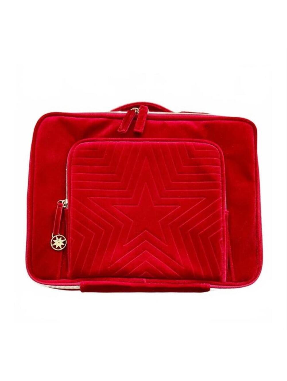 2023 Limited Edition Estée Lauder Red Velvet Cosmetic Bag w/ Star Design